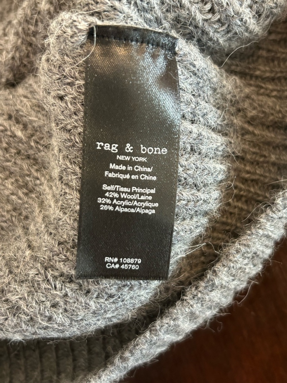 Rag & Bone Madix Wool & Alpaca Blend Sweater Polo Grey Size M - Picture 10 of 12